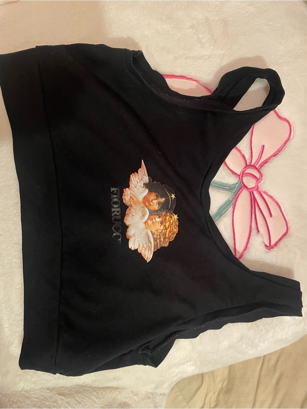 Fiorucci Black Angel Graphic Crop Tank